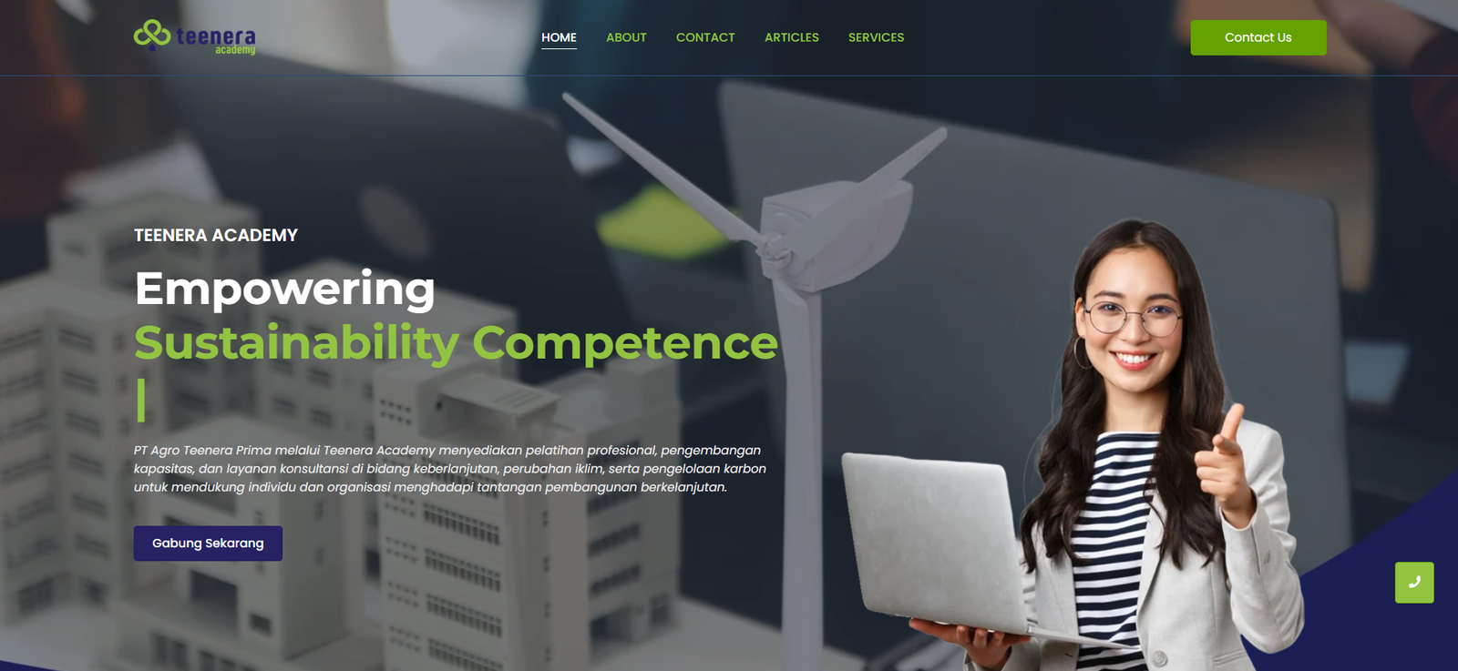 Tampilan website Teenera Academy